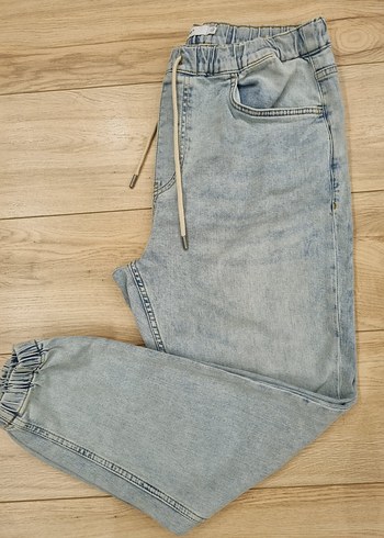 Bej Renk Kadın Denim Jogger Pantolon - Görsel 5