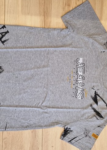 Gri Baskılı Denim T-shirt, Kısa Kollu, Rahat Kesim - Görsel 2