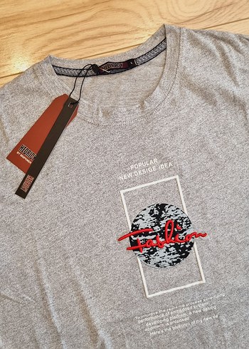 Erkek Gri Kısa Kollu Baskılı Tişört - Görsel 3