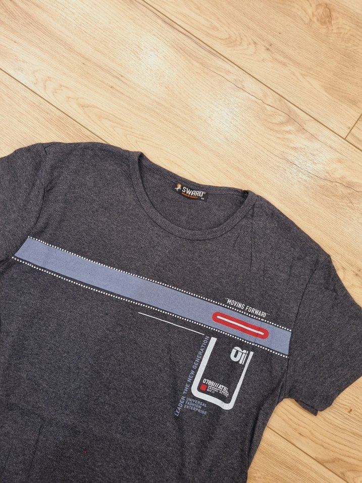 Gri Kısa Kollu Denim Tişört - Görsel 3