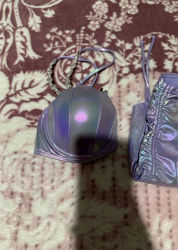 Parlak Mor Bağcıklı Midi Bikini Takımı - Görsel 10