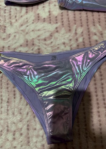 Parlak Mor Bağcıklı Midi Bikini Takımı - Görsel 6