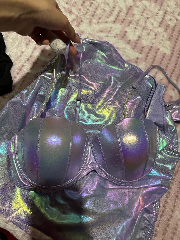 Parlak Mor Bağcıklı Midi Bikini Takımı - Görsel 4