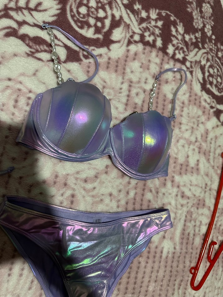 Parlak Mor Bağcıklı Midi Bikini Takımı - Görsel 2