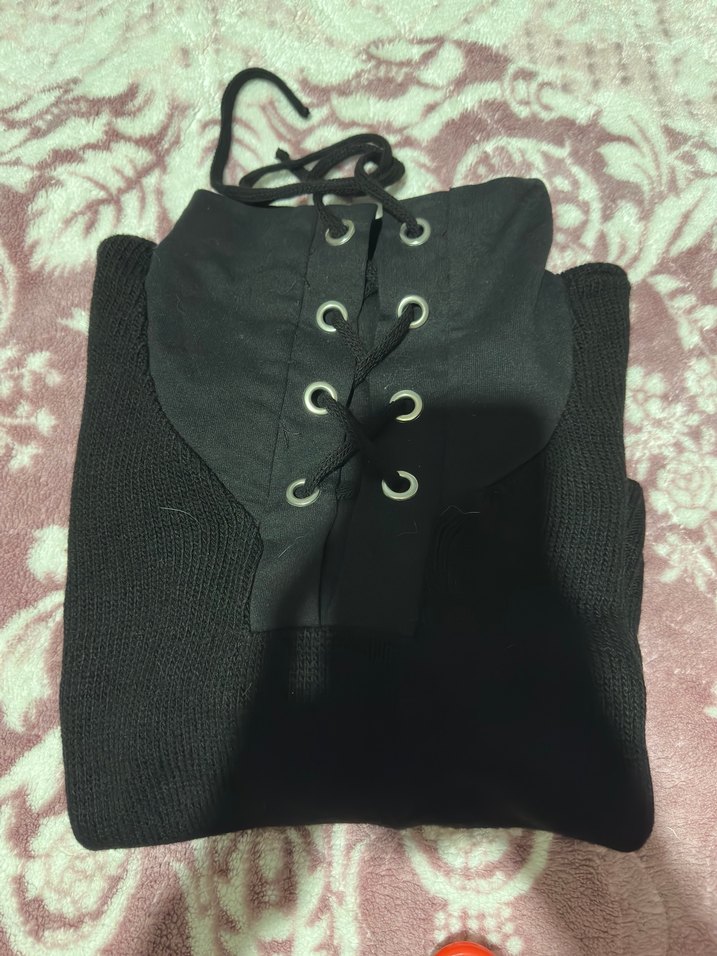 Siyah Yüksek Yakalı Örgü Kadın Kazak - Görsel 2