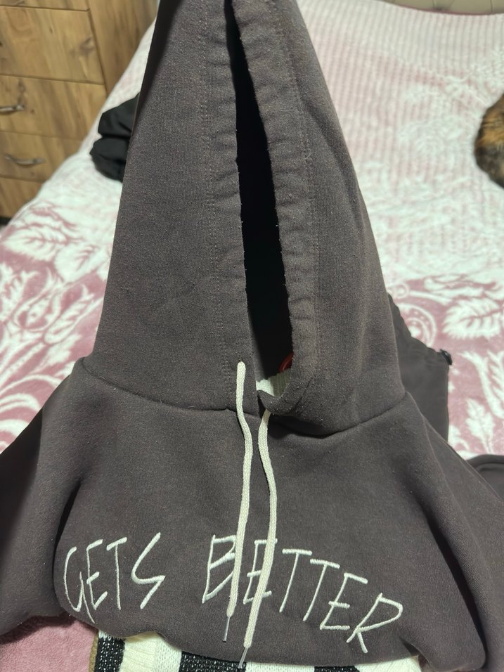 Gri Kapüşonlu Baskılı Kadın Sweatshirt - Görsel 2