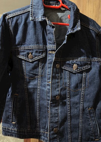 Koyu Mavi Düğmeli Kadın Denim Ceket - Görsel 4