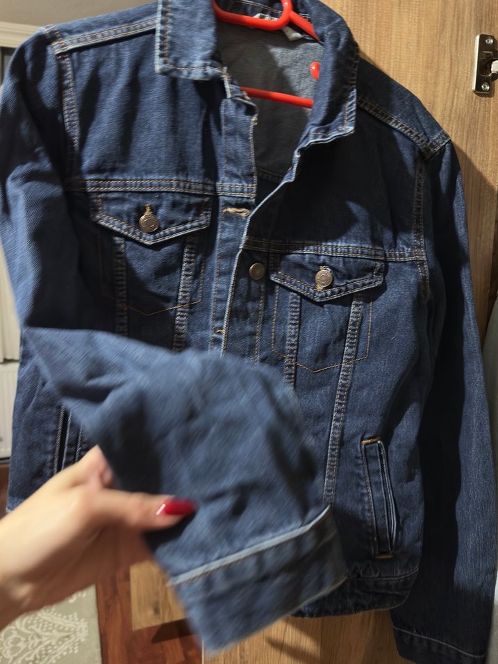 Koyu Mavi Düğmeli Kadın Denim Ceket - Görsel 2