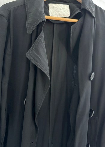 Zara Siyah Kadın Uzun Trenchcoat