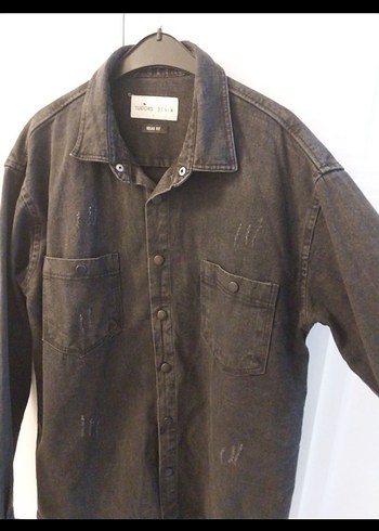 Siyah Düğmeli Oversize Erkek Kot Ceket - Görsel 2