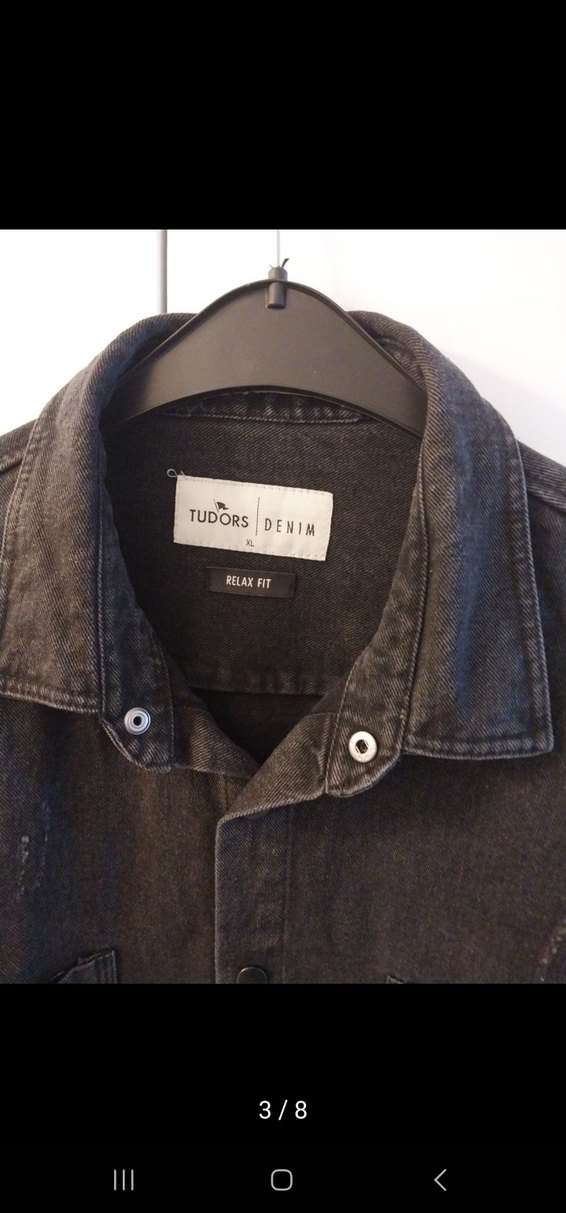 Siyah Düğmeli Oversize Erkek Kot Ceket - Görsel 3