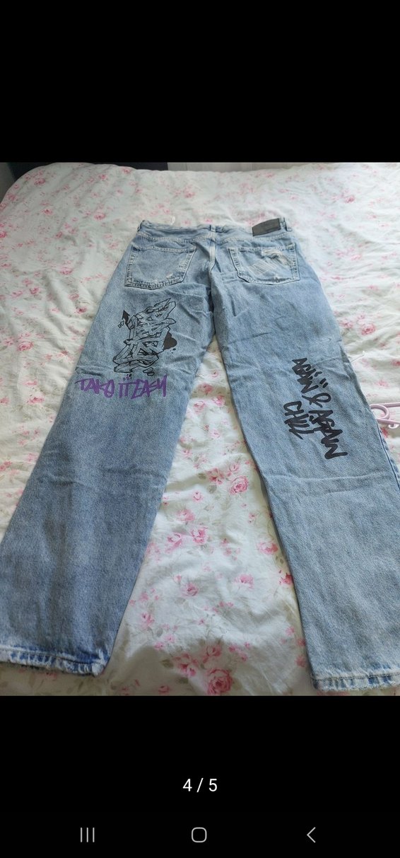 Pastel Mavi Tulum Detaylı Bol Kesim Erkek Jean - Görsel 4