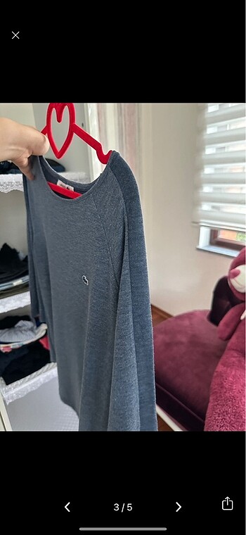 Lacoste mavi renk yarım kol bluz - Görsel 4