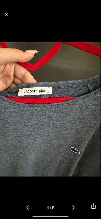 Lacoste mavi renk yarım kol bluz - Görsel 5