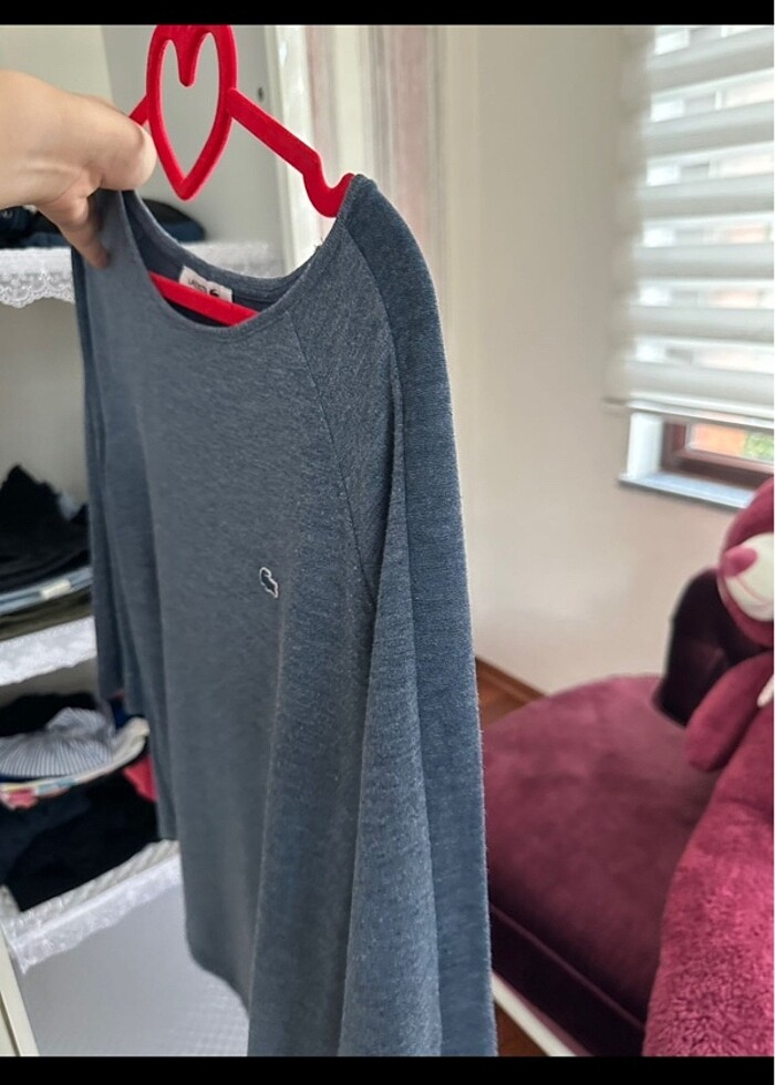 Lacoste mavi renk yarım kol bluz - Görsel 4