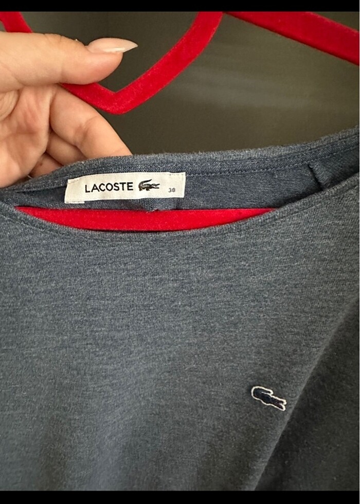 Lacoste mavi renk yarım kol bluz - Görsel 5