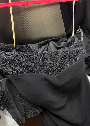 Siyah Drape Detaylı Uzun Goth Abiye Elbise - Görsel 2