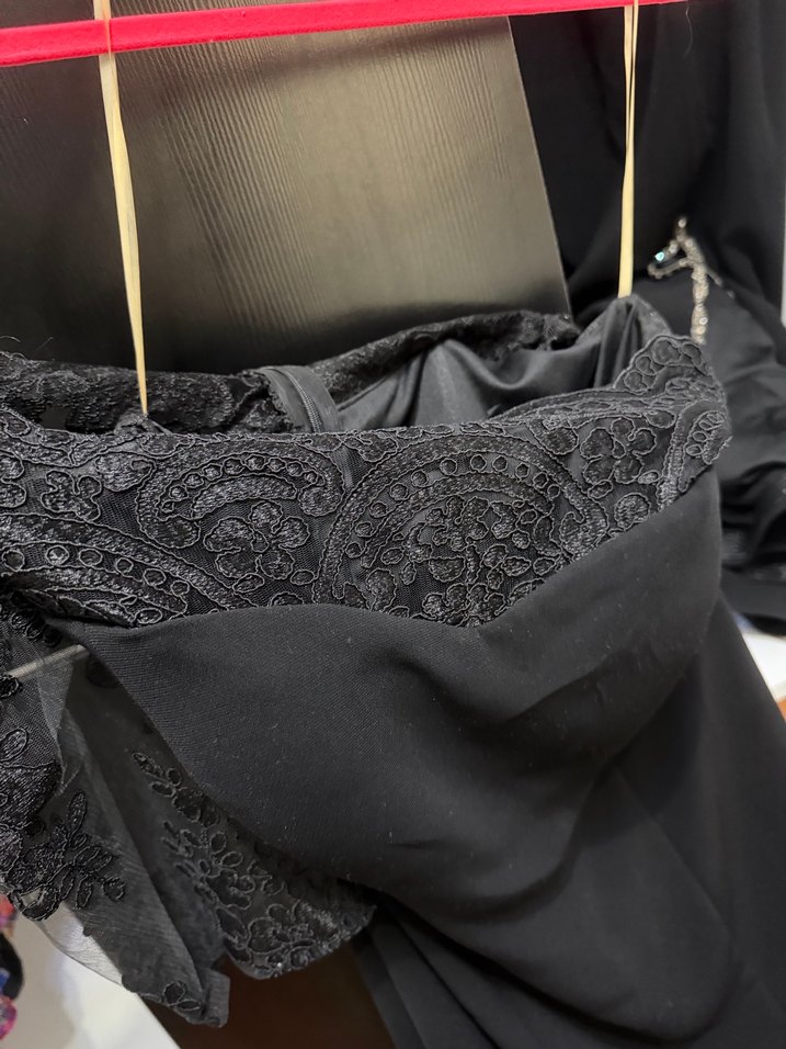 Siyah Drape Detaylı Uzun Goth Abiye Elbise - Görsel 2