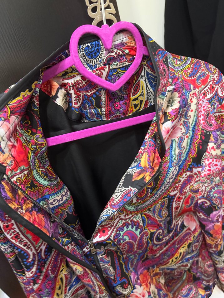 Renkli Desenli Kadın Salaş Ceket - Görsel 3