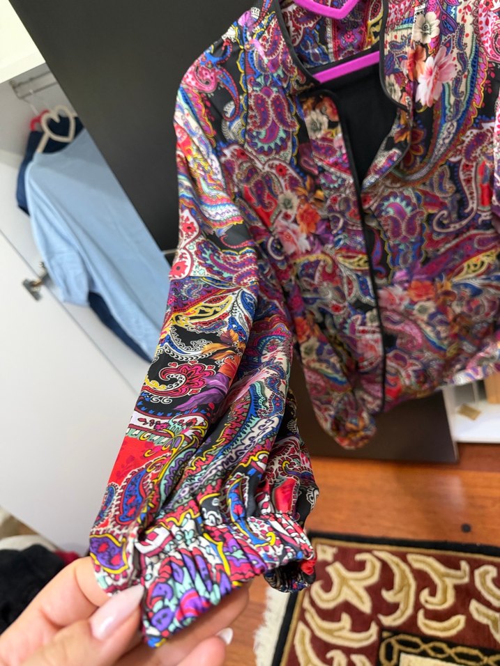 Renkli Desenli Kadın Salaş Ceket - Görsel 2