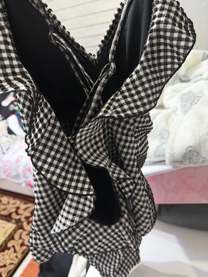 Oysho Askılı Kareli Mayo - Görsel 4