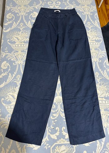 Lacoste Lacivert Yuksek Bel Genis Paca Pantolon