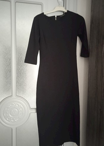 Paulmark Siyah Minimal Midi Elbise