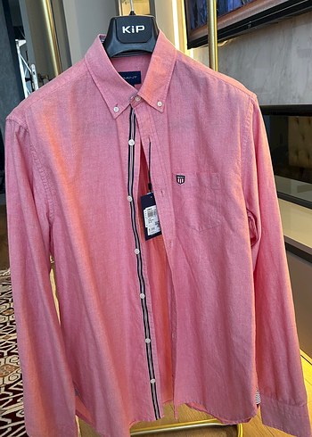 Gant Etiketli Orijinal Pembe İnce Dokulu Uzun Kollu Gomlek
