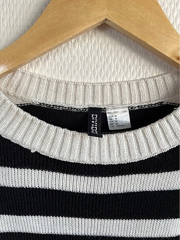 H&M H&M Çizgili Kısa Kollu Triko Crop Top