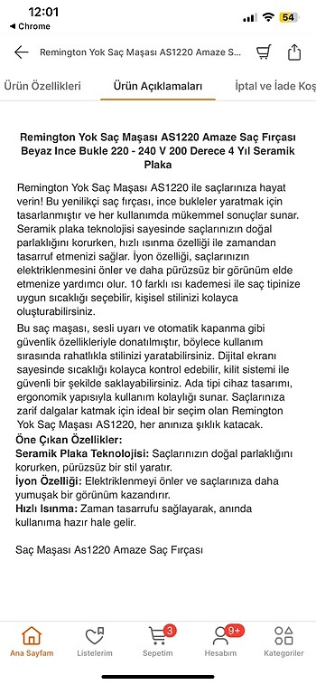 Beden Renk REMİNGTON Saç Şekillendirici Hava Üflemeli Fön Taragi(5 başlikli