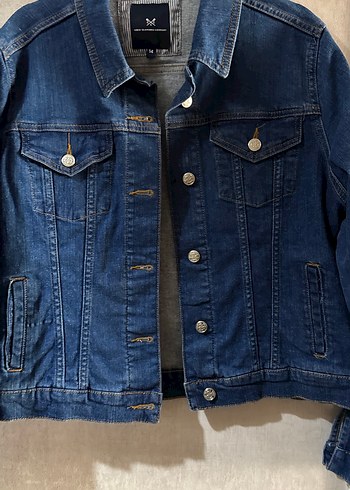 m Beden Düğmeli Mavi Kadın Denim Ceket