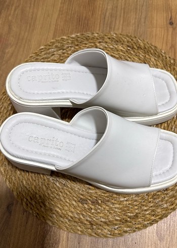 Beyaz Platform Topuklu Kadın Terlik - Görsel 4