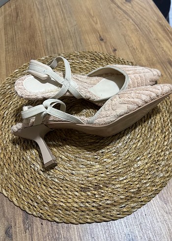 Yeşil & bej bambu Desenli Dolgu Topuklu Espadril - Görsel 4