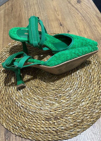 Yeşil & bej bambu Desenli Dolgu Topuklu Espadril - Görsel 3