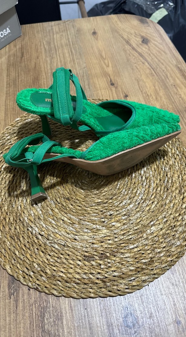 Yeşil  & bej bambu Desenli Dolgu Topuklu Espadril - Görsel 3