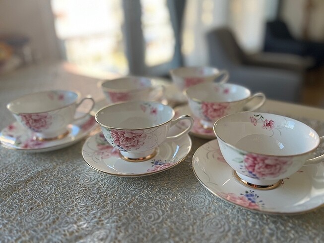 Ayyıldız vintage tarz 6lı çay fincan takımı