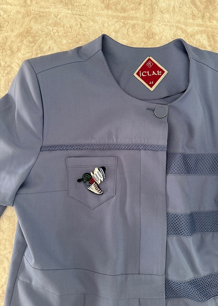 44 beden indigo mavi yazlık pardesü - Görsel 4