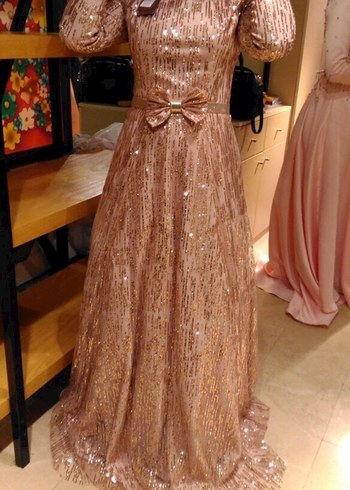 Armine marka, 36-38 beden uyumlu pudra Renk Abiye Elbise - Görsel 2