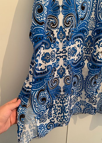 Mavi Düğmeli Uzun Kollu Gömlek - Görsel 2