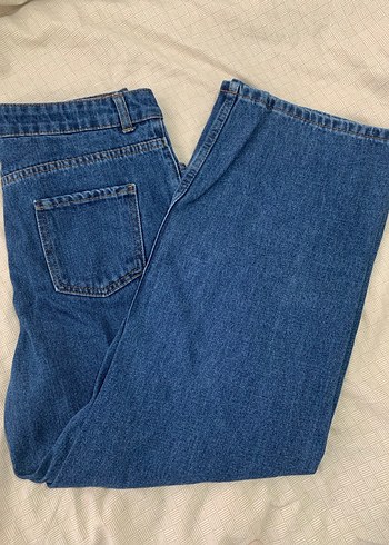Kadın  Midi Mavi Denim Pantolon - Görsel 3
