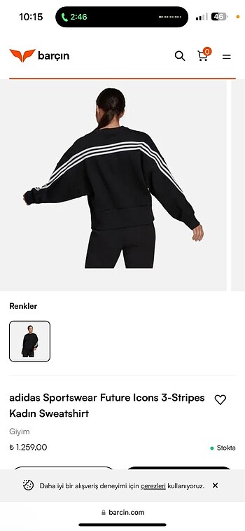 l Beden Adidas sportswear future Icons 3 stripes sweatshirt