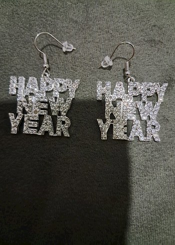 Taşlı Happy New Year Küpe - Görsel 5