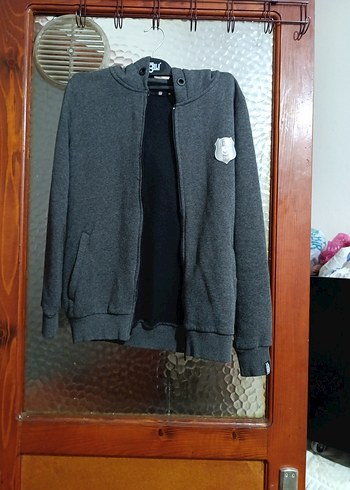 Gri Fermuarlı Erkek Sweatshirt - Görsel 2