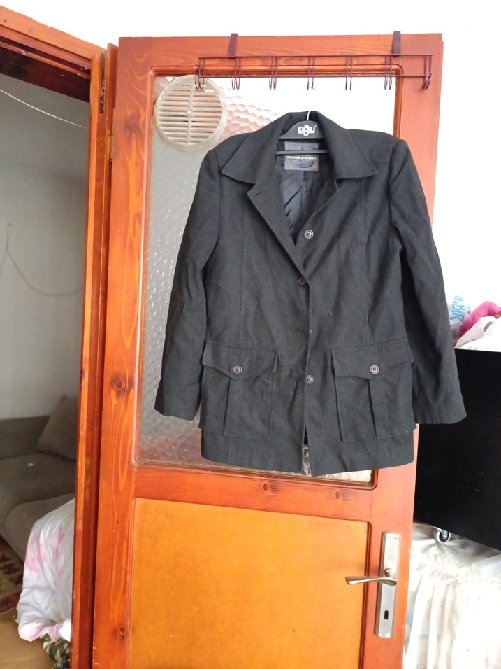 Düğmeli Gri Kadın Ceket - Görsel 2