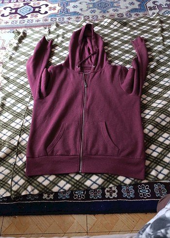 m Beden Bordo Fermuarlı Kadın Sweatshirt