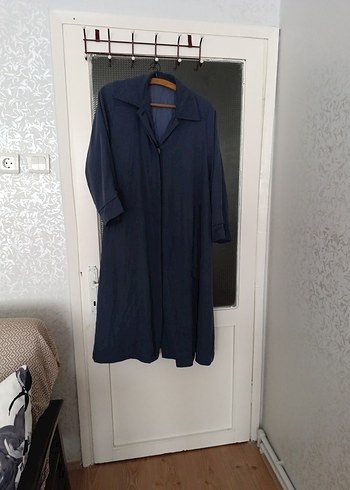 Linen Kumaşlı Uzun Lacivert Kadın  ferace parduse - Görsel 4