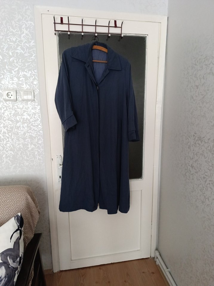 Linen Kumaşlı Uzun Lacivert Kadın  ferace parduse - Görsel 4