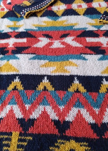 Renkli Bohem Kadın Triko Kazak - Görsel 4