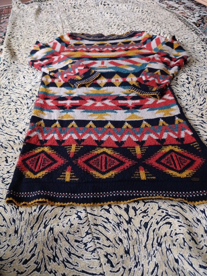 Renkli Bohem Kadın Triko Kazak - Görsel 2
