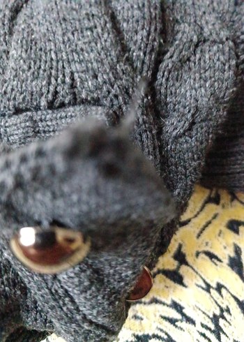 Düğmeli Gri Yün Erkek Kazak - Görsel 8